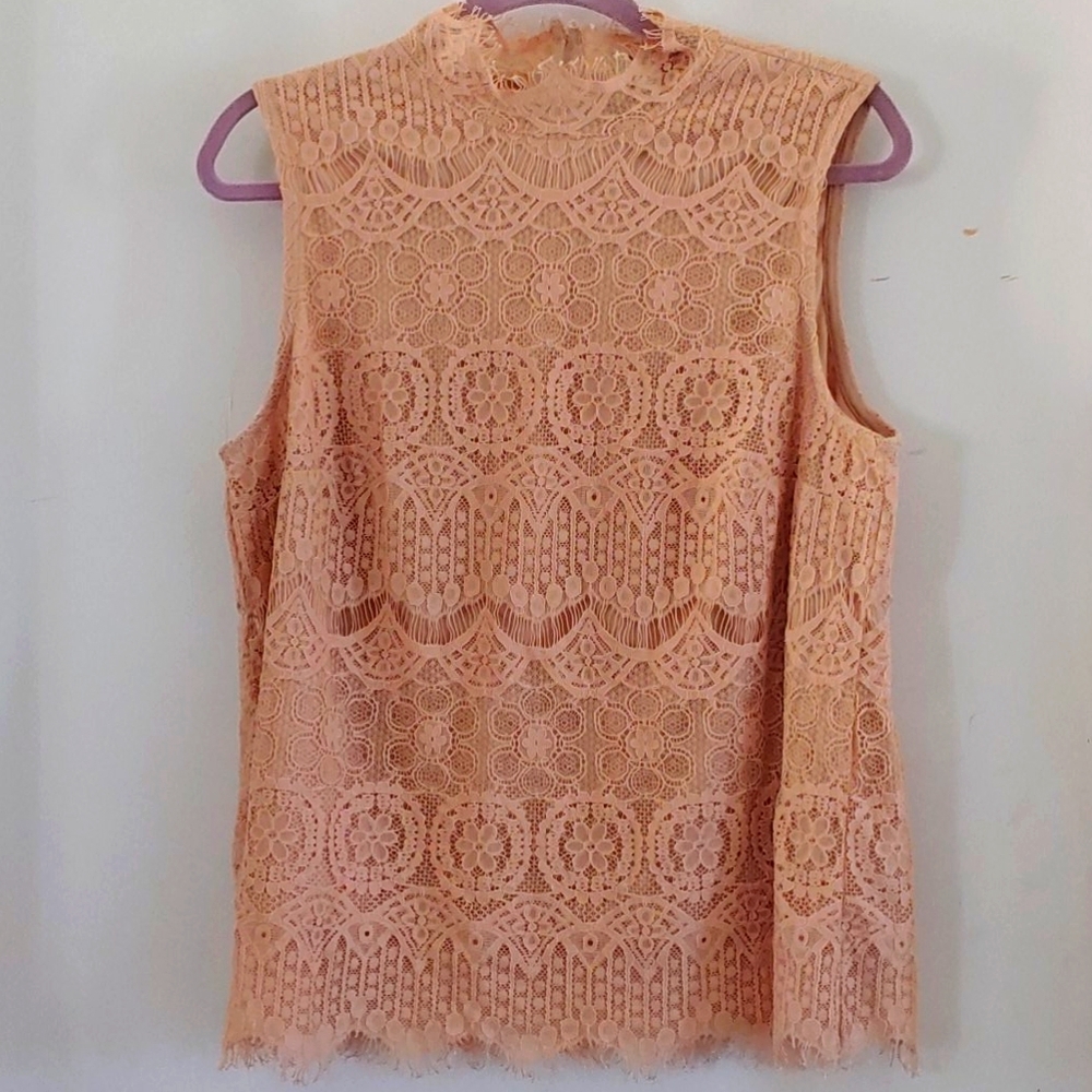Nude/Peach colored lace top